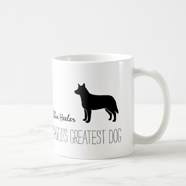 Blue Heeler Silhouette Weltgrößter Hund Custom Kaffeetasse (Rechts)