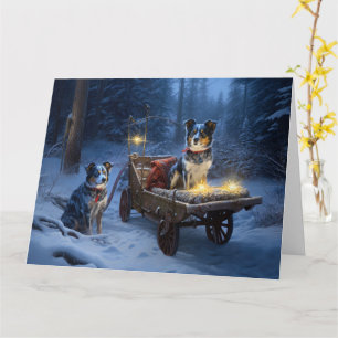 Blue Heeler Snowy Sleigh Weihnachtsdekor Karte