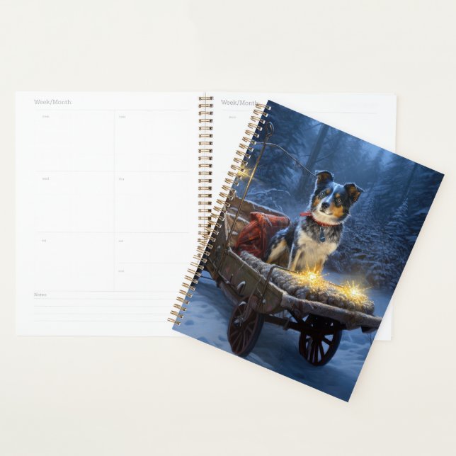 Blue Heeler Snowy Sleigh Weihnachtsdekor Planer (Anzeige)