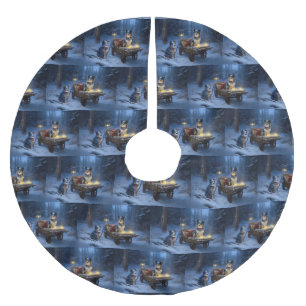 Blue Heeler Snowy Sleigh Weihnachtsdekor Polyester Weihnachtsbaumdecke