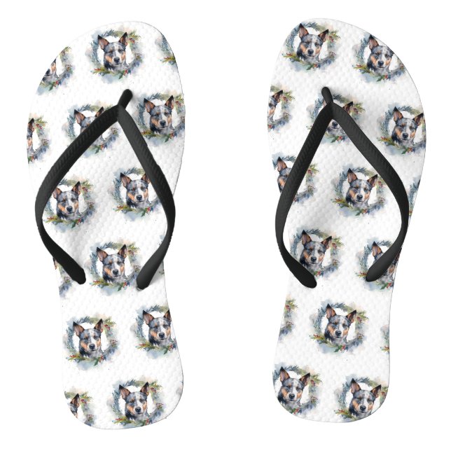 Blue Heeler Weihnachtsfeier Festliche Jungfrau Flip Flops (Fußbett)