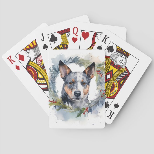 Blue Heeler Weihnachtsfeier Festliche Jungfrau Spielkarten (Rückseite)