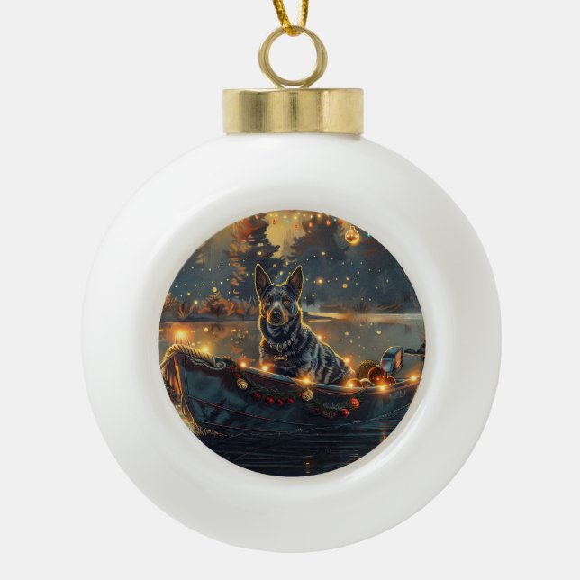 Blue Heeler Weihnachtsfest Reise Keramik Kugel-Ornament (Vorderseite)