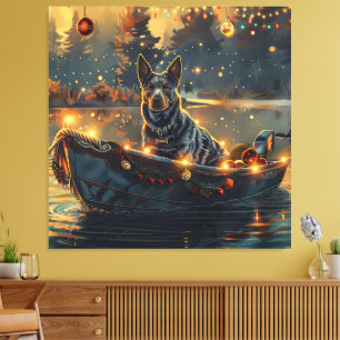 Blue Heeler Weihnachtsfest Reise Leinwanddruck