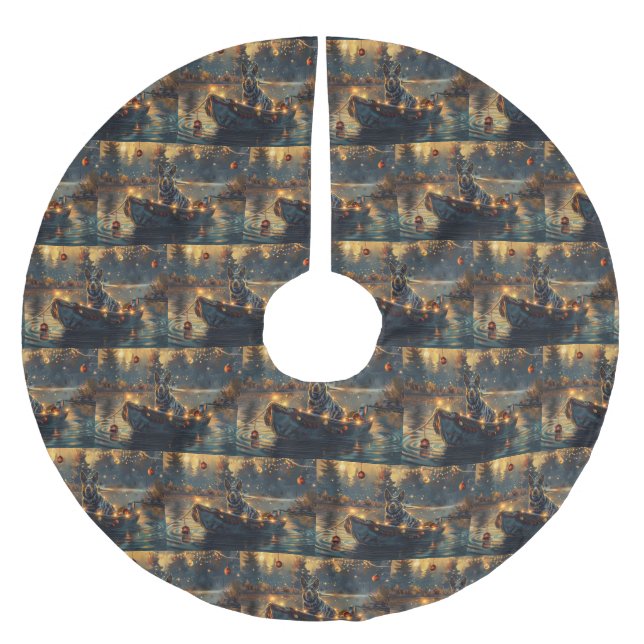 Blue Heeler Weihnachtsfest Reise Polyester Weihnachtsbaumdecke (Vorderseite)