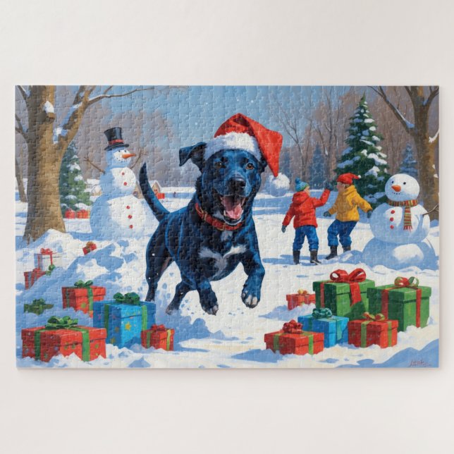 Blue Heeler Weihnachtsfest Schneeszene (Horizontal)