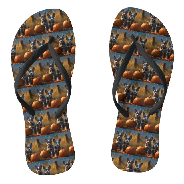 Blue Heeler Welpe Autumn Delight Pumpkin Flip Flops (Fußbett)