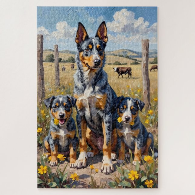 Blue Heeler Wild Field Kunst (Vertikal)