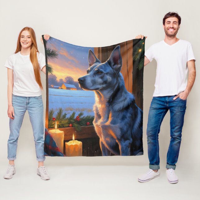 Blue Heeler With Christmas Lights Holiday  Fleecedecke (Beispiel)