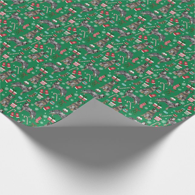 Blue Heelon Weihnachtshund Geschenkpapier (Ecke)