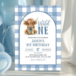 Blue Heifer Bull First Birthday Invitation Einladung