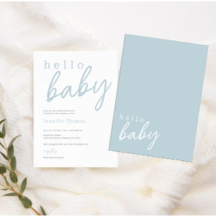Blue Hello Baby Modernes Baby Dusche Einladung