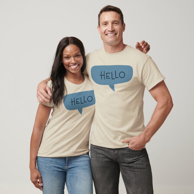 Blue "Hello" Speech Bubble Vector Illustration T-Shirt (Unisex)