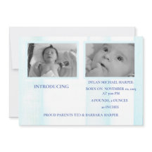 Blue Hello World Boy Birth Ankündigung