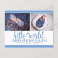 Blue Hello World Foto Birth Stat