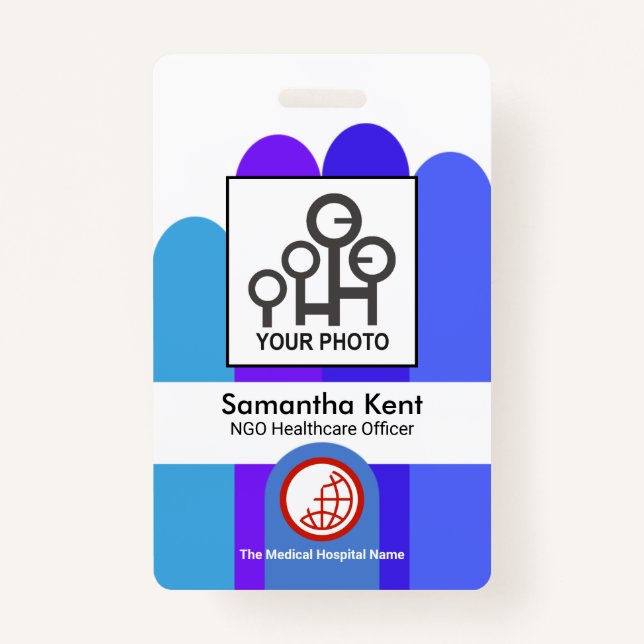 Blue Helping Hand Personal Foto Template ID Ausweis (Vorderseite)
