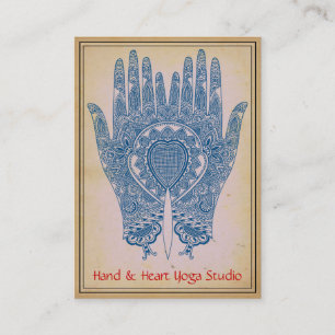 Blue Henna Hands Yoga Studio Geschäftskarte Visitenkarte