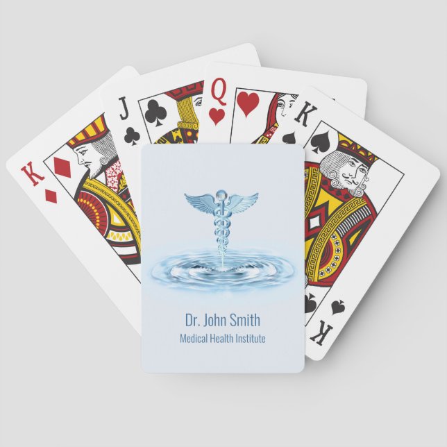 Blue Hermes Rod Medical Caduceus Water Ripples Spielkarten (Rückseite)