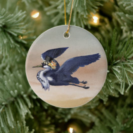 Blue Heron bei Sonnenuntergang Keramik Ornament