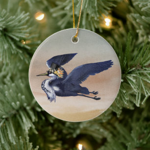 Blue Heron bei Sonnenuntergang Keramik Ornament