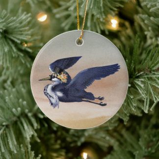 Blue Heron bei Sonnenuntergang Keramik Ornament