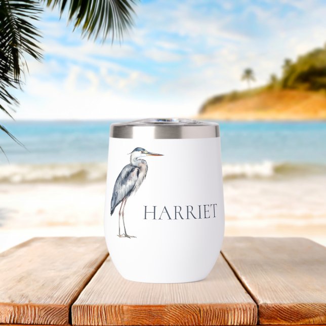 Blue Heron Bird an der Küste Personalisiert (Strand (gedreht))