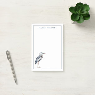 Blue Heron Bird an der Küste Personalisiert Post-it Klebezettel