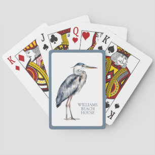Blue Heron Bird an der Küste Personalisiert Spielkarten