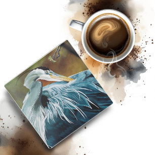 Blue Heron Bird Glasuntersetzer