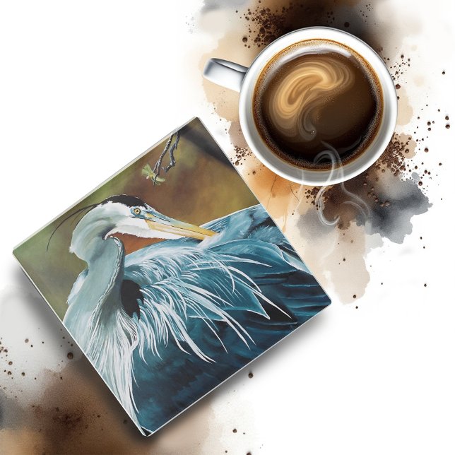 Blue Heron Bird Glasuntersetzer (Von Creator hochgeladen)