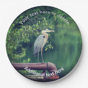 Blue Heron Bird Nature Personalisiertes Party Pappteller