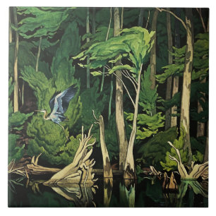 Blue Heron Canadian Malerei von A J Casson Fliese