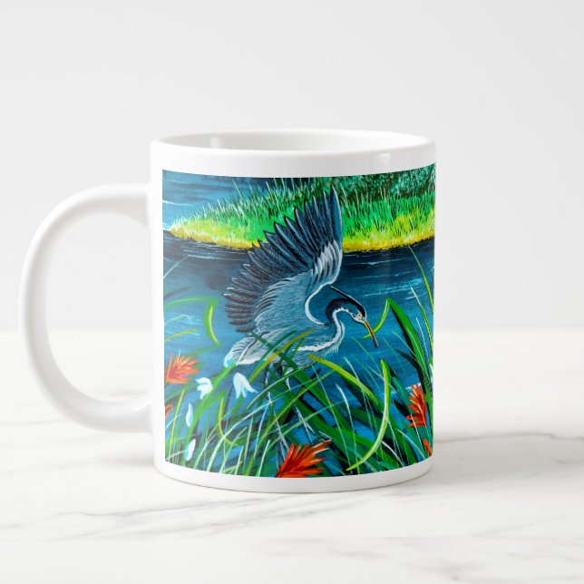 Blue Heron Couple Coffee Cup Jumbo-Tasse (Links)