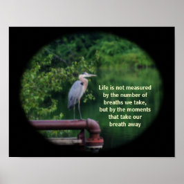 Blue Heron Inspiration Life Zitat Poster