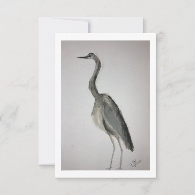 Blue Heron Note Card mit Umschlag - Original Art Dankeskarte (Vorderseite)