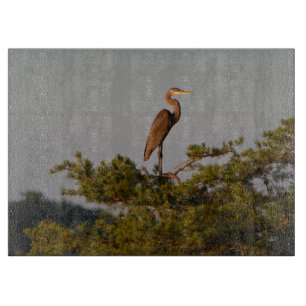 Blue Heron on Tree Oben Schneidebrett