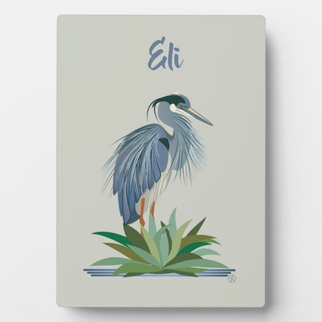 Blue Heron Tabletop Plaque mit Easel Fotoplatte (Vorderseite)