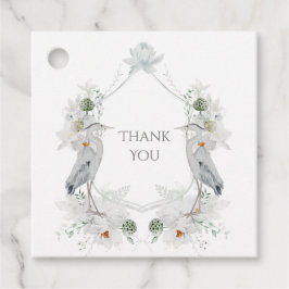 Blue Heron Waterfowl White Floral Ethereal Hochzei Geschenkanhänger