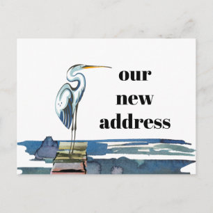 Blue Heron Waterfront Bold Typografy New Address Ankündigungspostkarte