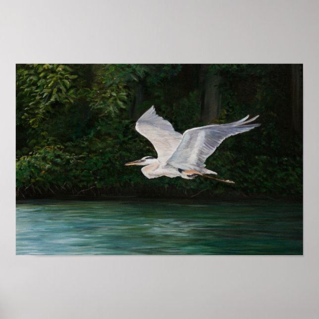 Blue Herone Art Print Poster (Vorne)