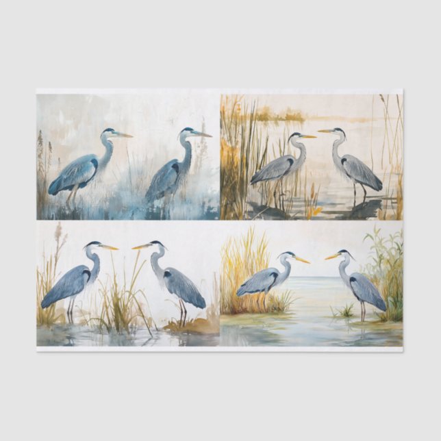 Blue Herons Collage 2 Decoupage Paper Seidenpapier (Vorderseite)