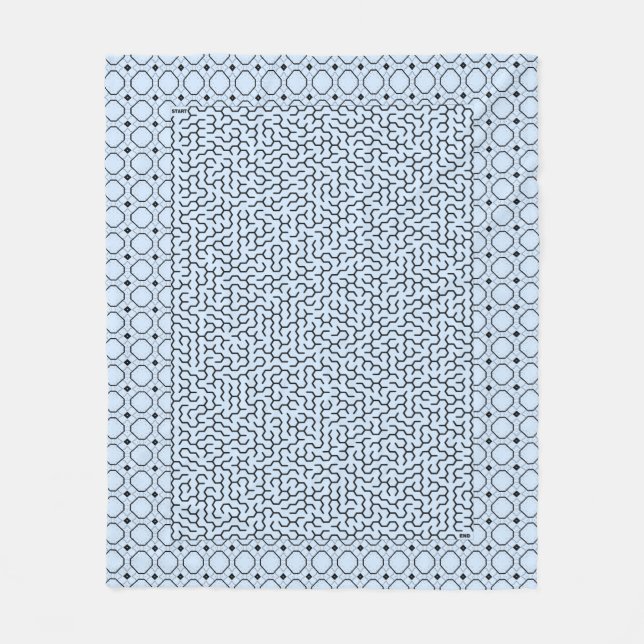 Blue Hexagon Maze Fleecedecke (Vorderseite)
