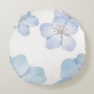 Blue Hibiscus Rundes Kissen