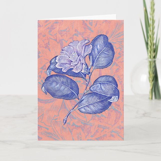 Blue Hibisken Blume Art-Deco-Karte Karte (Vorderseite)