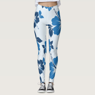 Blue Hibiskus Blume Leggings