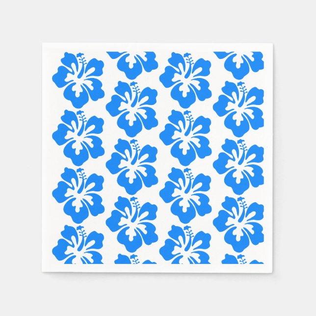 Blue Hibiskus Hawaiian Blume Luau Birthday Serviette (Vorderseite)