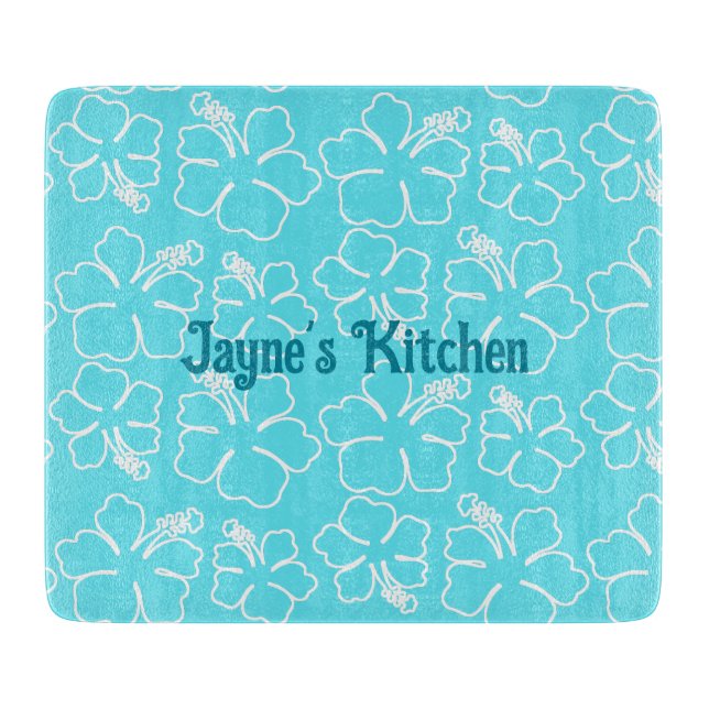 Blue Hibiskus Personalisiert Cutting Board Schneidebrett (Vorderseite)
