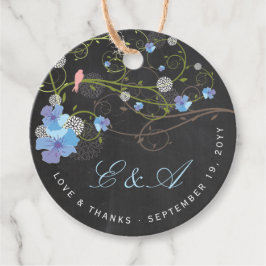 Blue Hibiskus & Swallows Blumenkhalkboard Hochzeit Geschenkanhänger