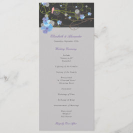 Blue Hibiskus & Swallows Blumenkhalkboard Hochzeit Programm