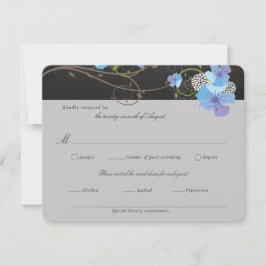 Blue Hibiskus & Swallows Blumenkhalkboard Hochzeit RSVP Karte